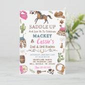 Cowboy Western Rustic Geburtstagsparty Einladung (Stehend Vorderseite)