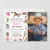 Cowboy Western Rustikales Geburtstagsparty Foto Einladung (Vorderseite)