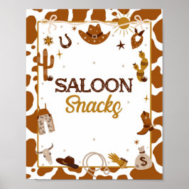 Cowboy Western Saloon Snacks Zeichen Poster