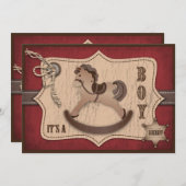Cowboy-Western-Schwingpferdebaby-Dusche Einladung (Vorne/Hinten)