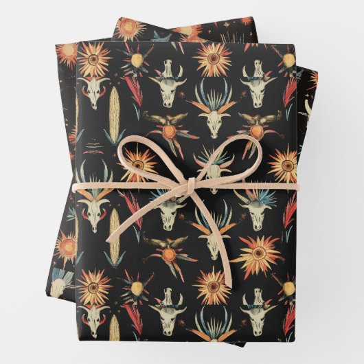 Cowboy Western Skulls Wüste Geschenkpapier Set (Beispiel)