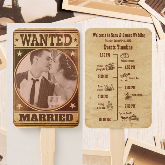 Cowboy Western Style Hochzeitsprogramm Handfächer