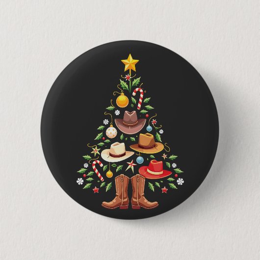 Cowboy Western Weihnachtsbaum Santa Button (Vorderseite)