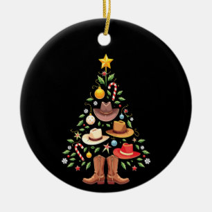 Cowboy Western Weihnachtsbaum Santa Keramik Ornament