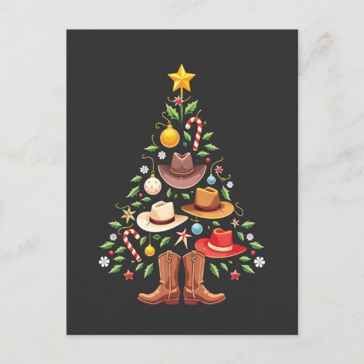 Cowboy Western Weihnachtsbaum Santa Postkarte (Vorderseite)