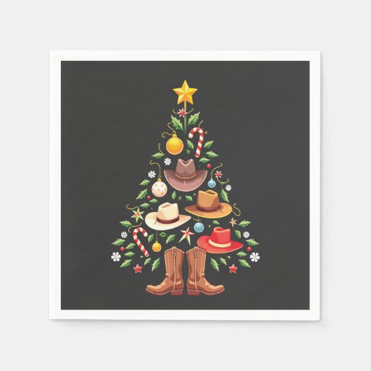 Cowboy Western Weihnachtsbaum Santa Serviette (Vorderseite)