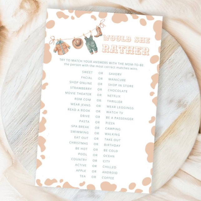 Cowboy-Western würde sie eher ein Baby-Duschspiel  (Von Creator hochgeladen)