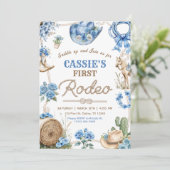 Cowboy Wild West 1st Rodeo Ranch Birthday Party Einladung (Stehend Vorderseite)