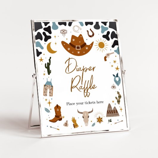 Cowboy Wild West Babydusche Windelwindeln Poster