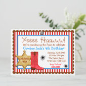 Cowboy Wild West Geburtstag Einladungen (Stehend Vorderseite)