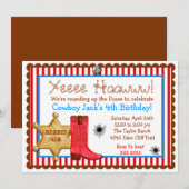 Cowboy Wild West Geburtstag Einladungen (Vorne/Hinten)