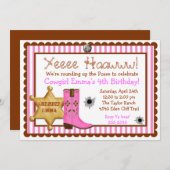 Cowboy Wild West Geburtstag Einladungen (Vorne/Hinten)