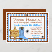 Cowboy Wild West Geburtstag Einladungen (Vorne/Hinten)