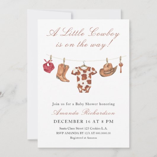 Cowboy Wild West Rodeo Baby Shower Einladung (Vorderseite)