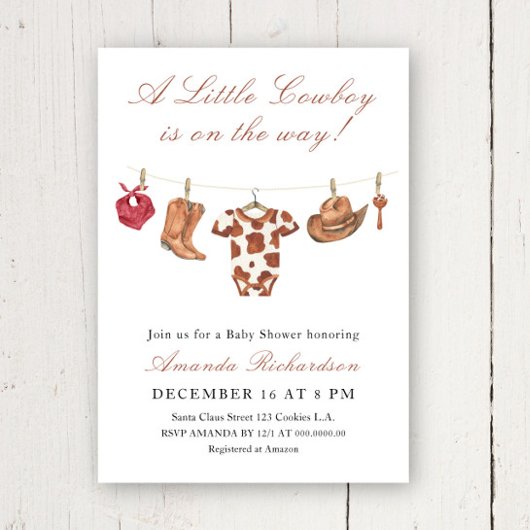 Cowboy Wild West Rodeo Baby Shower Einladung