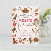 Cowboy Wild West Rodeo Ranch Birthday Party Einladung (Stehend Vorderseite)