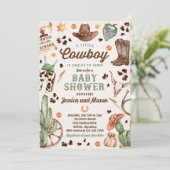 Cowboy Wild West Rodeo Ranch Boy Baby Dusche Einladung (Stehend Vorderseite)