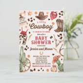 Cowboy Wild West Rodeo Ranch Boy Baby Dusche Einladung (Stehend Vorderseite)