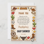 Cowboy Wild West Rodeo Ranch | Rustic Western Baby Dankeskarte (Vorderseite)