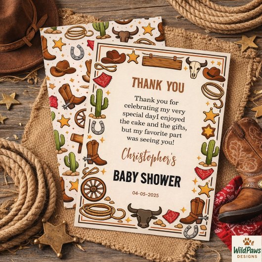 Cowboy Wild West Rodeo Ranch | Rustic Western Baby Dankeskarte