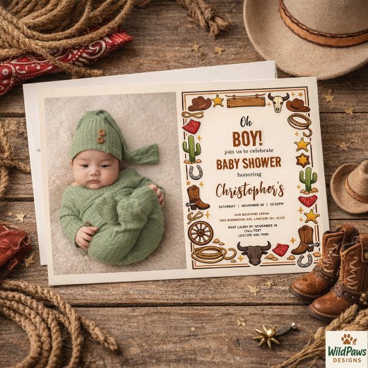 Cowboy Wild West Rodeo Ranch | Rustic Western Baby Einladung