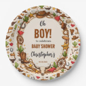 Cowboy Wild West Rodeo Ranch | Rustic Western Baby Pappteller (Vorderseite)