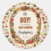 Cowboy Wild West Rodeo Ranch | Rustic Western Baby Runder Aufkleber (Vorderseite)