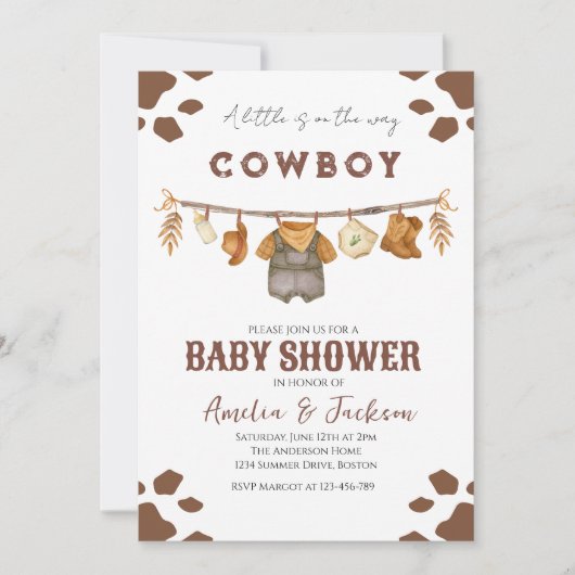 Cowboy Wild West Rodeo Western Boy Baby Dusche Einladung (Vorderseite)