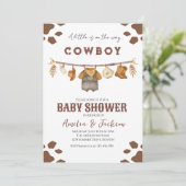 Cowboy Wild West Rodeo Western Boy Baby Dusche Einladung (Stehend Vorderseite)