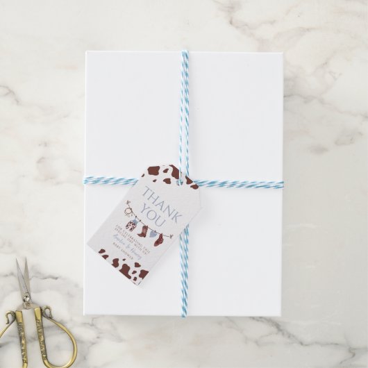 Cowboy Wild West Rodeo Western Boy Baby Dusche Geschenkanhänger (Mit Garn)