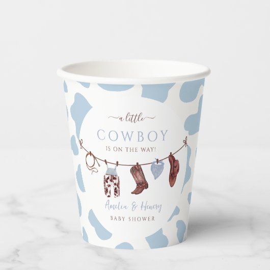 Cowboy Wild West Rodeo Western Boy Baby Dusche Pappbecher (Vorderseite)