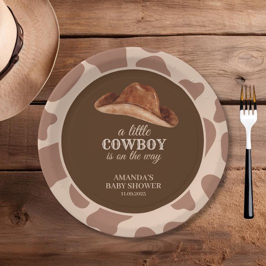 Cowboy Wild West Rodeo Western Boy Baby Shower  Pappteller