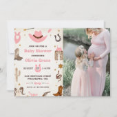 Cowboy Wild West Rodeo Western Girl Baby Dusche Einladung (Vorderseite)