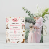 Cowboy Wild West Rodeo Western Girl Baby Dusche Einladung (Stehend Vorderseite)