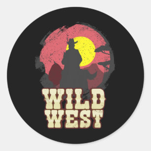 Cowboy Wild West Western Country Saddle Geschenk Runder Aufkleber