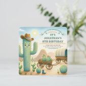 Cowboy Wild Western Cactus Birthday Party Einladung (Stehend Vorderseite)