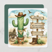 Cowboy Wild Western Cactus Birthday Party Einladung (Vorne/Hinten)