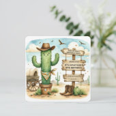 Cowboy Wild Western Cactus Birthday Party Einladung (Stehend Vorderseite)