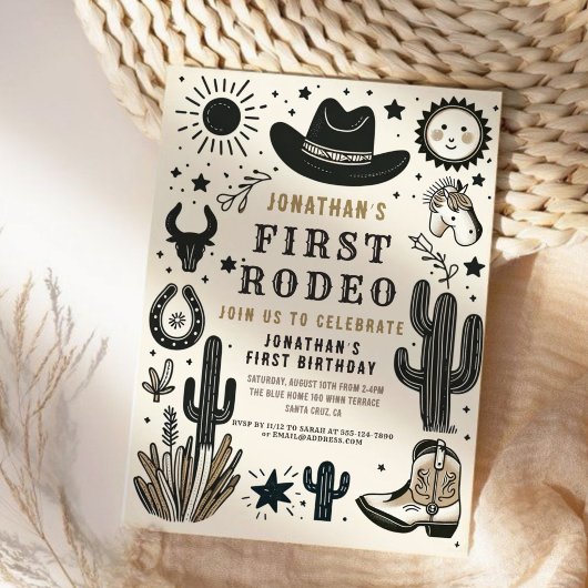 Cowboy Wild Western First Rodeo Erster Geburtstag Einladung