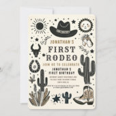 Cowboy Wild Western First Rodeo Erster Geburtstag Einladung (Vorderseite)