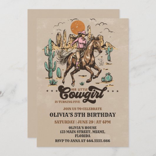 Cowboy Wild Western Geburtstag Einladung (Vorne/Hinten)