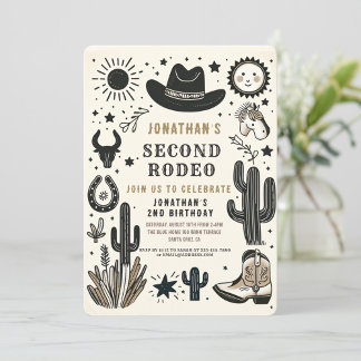 Cowboy Wild Western Second Rodeo Geburtstag 2. Einladung