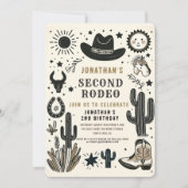 Cowboy Wild Western Second Rodeo Geburtstag 2. Einladung (Vorderseite)