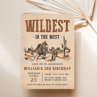 Cowboy Wildest am 3. Geburtstag im Westen Einladung
