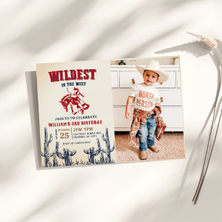 Cowboy Wildest im 3. Geburtstag Foto im Westen Einladung