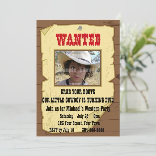 Cowboy Will Geburtstagsparty Einladung (Stehend Vorderseite)