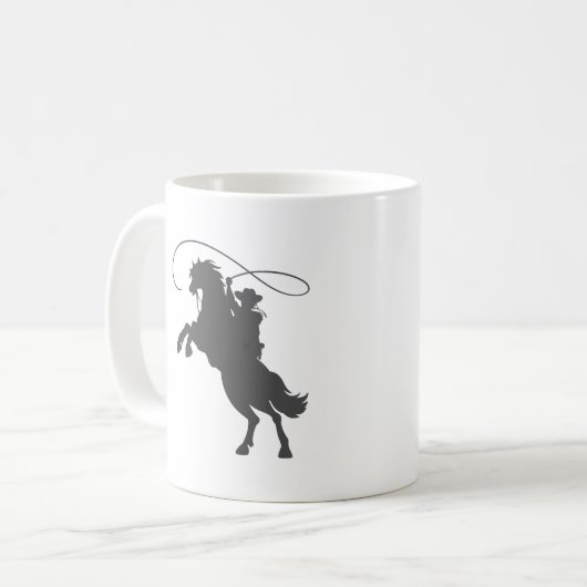 Cowboy wirft Brille auf Reiten Kaffeetasse (Vorderseite Links)