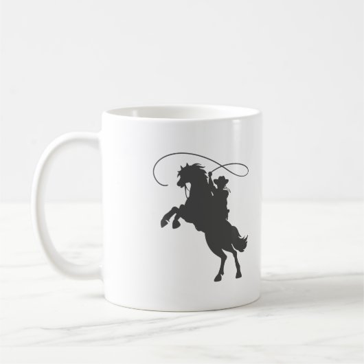 Cowboy wirft Brille auf Reiten Kaffeetasse (Links)