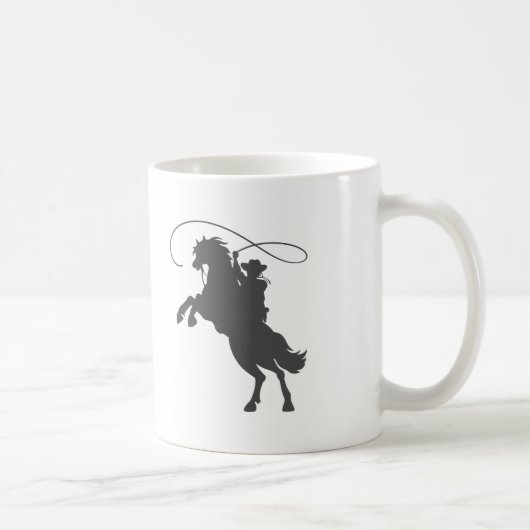 Cowboy wirft Brille auf Reiten Kaffeetasse (Rechts)