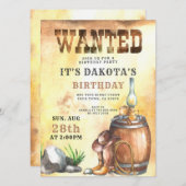 Cowboy Wollte Geburtstag Einladung (Vorne/Hinten)
